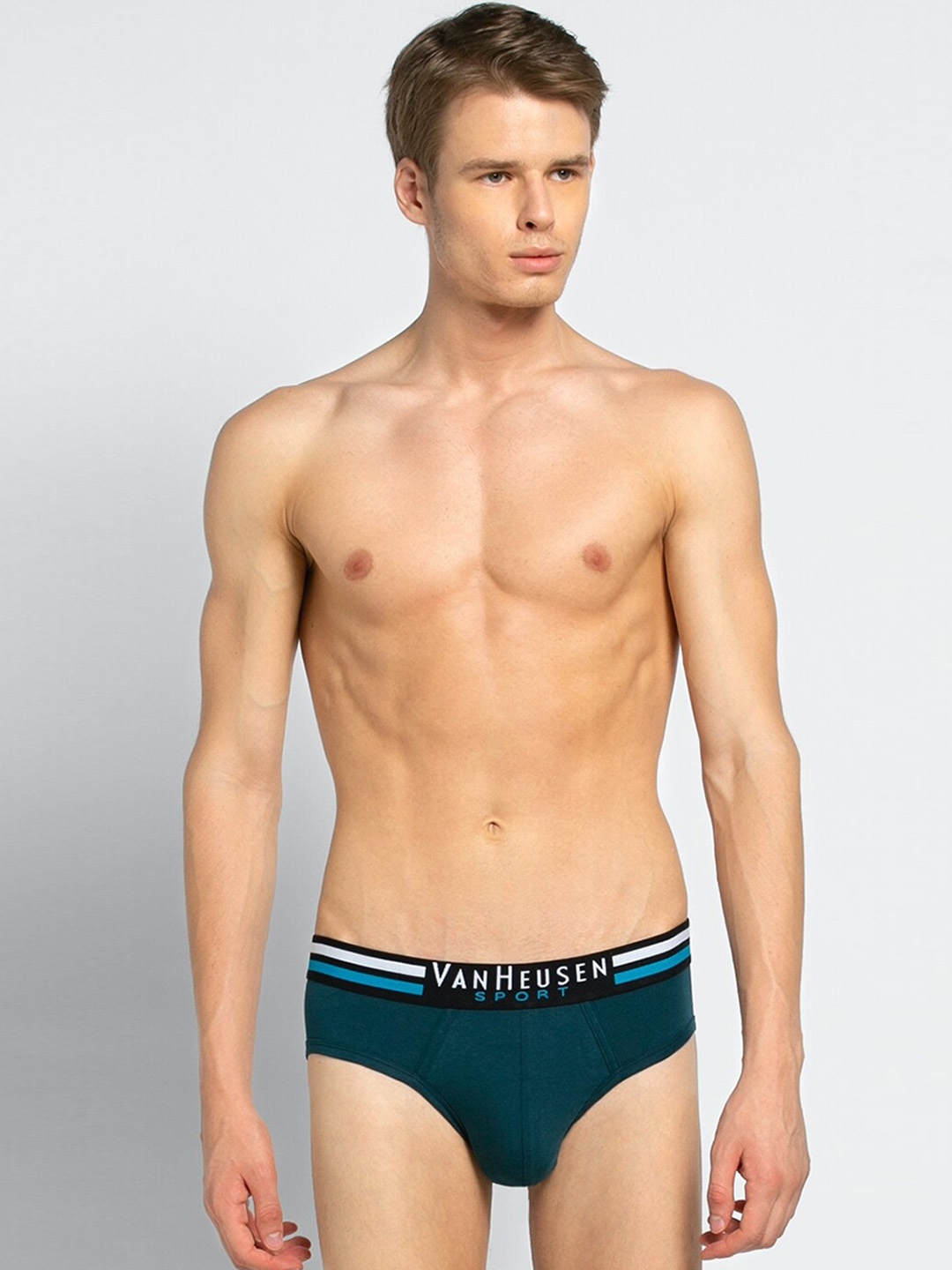 

Van Heusen Men Solid Plush Back Elasticized Waistband Ultra Soft Briefs 70005, Teal