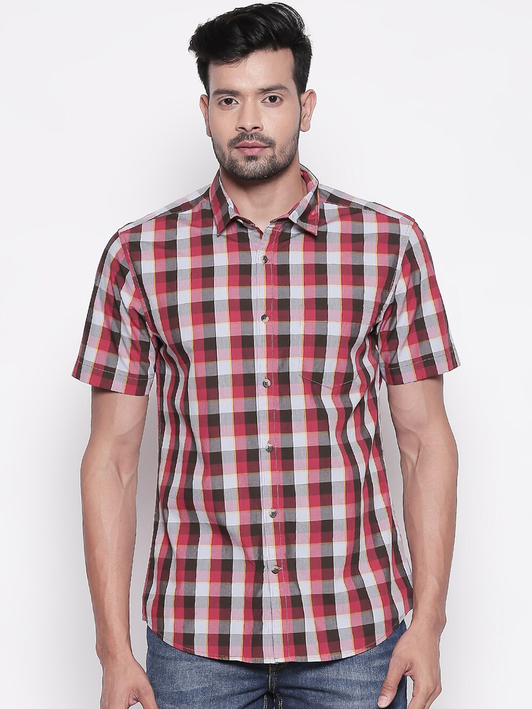 

BYFORD by Pantaloons Men Brown Tartan Checks Checked Casual Shirt