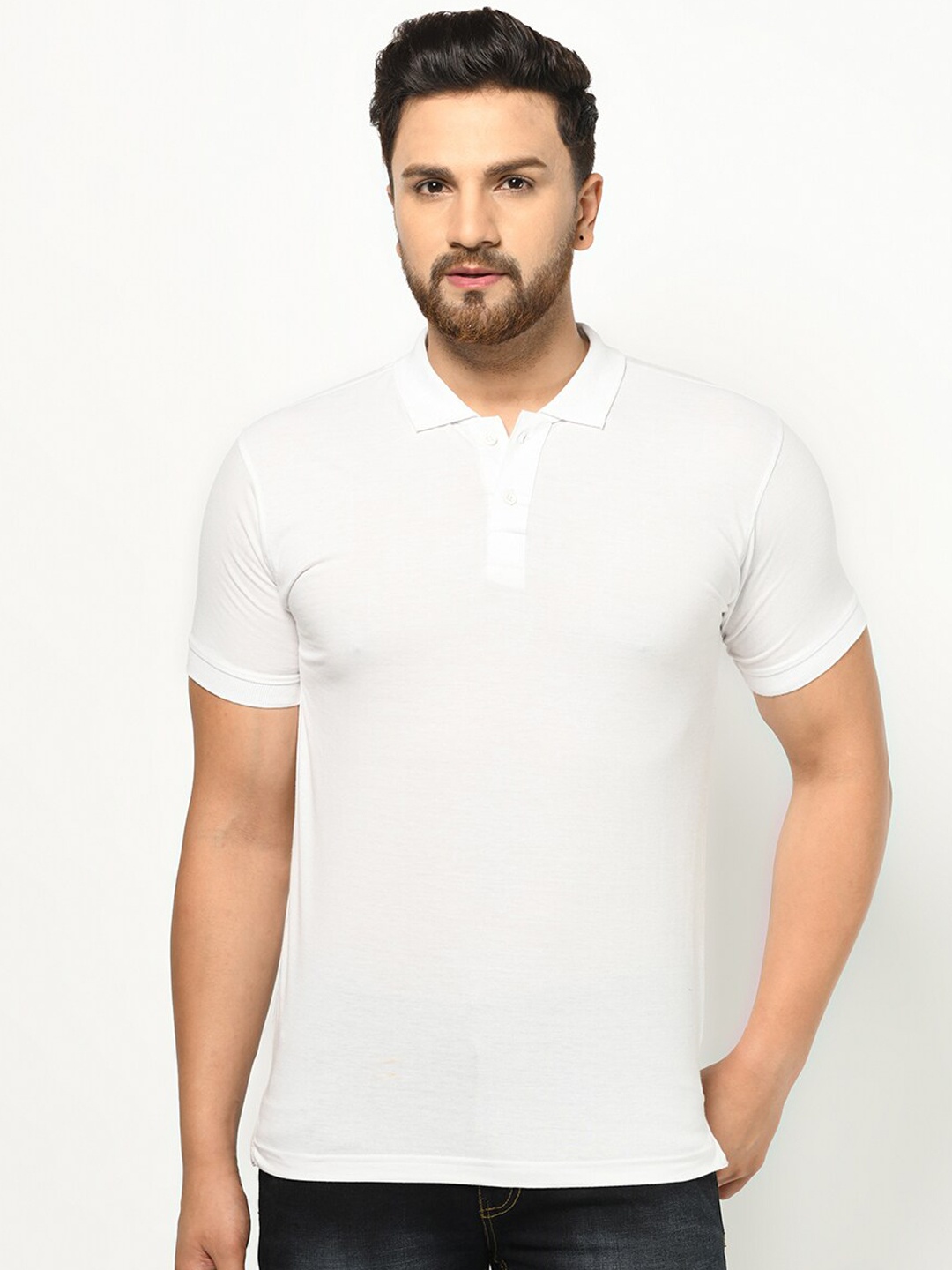 

ARMISTO Men White Solid Polo Collar T-shirt