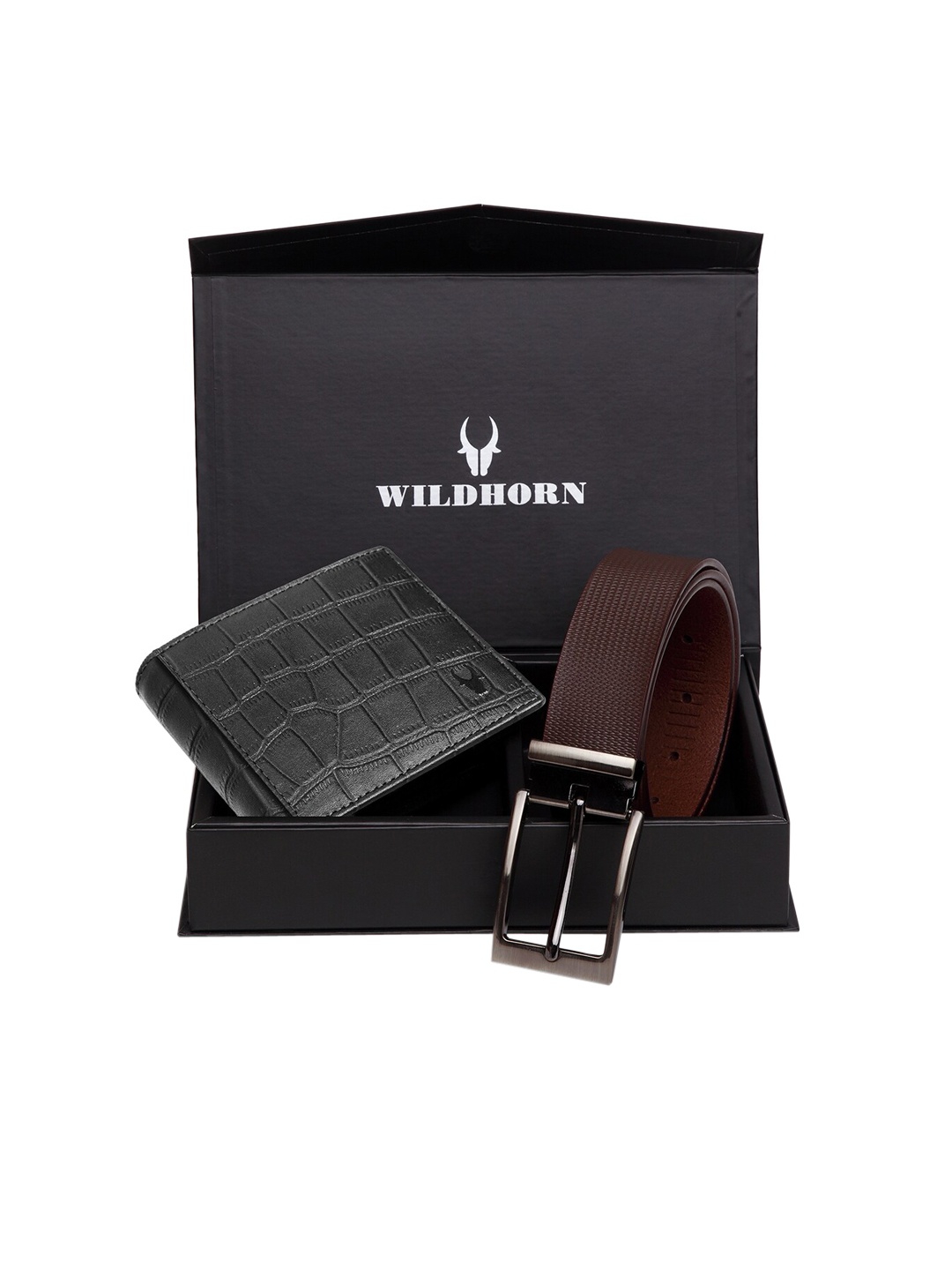 

WildHorn Men Black & Brown RFID Protected Genuine Leather Accessory Gift Set