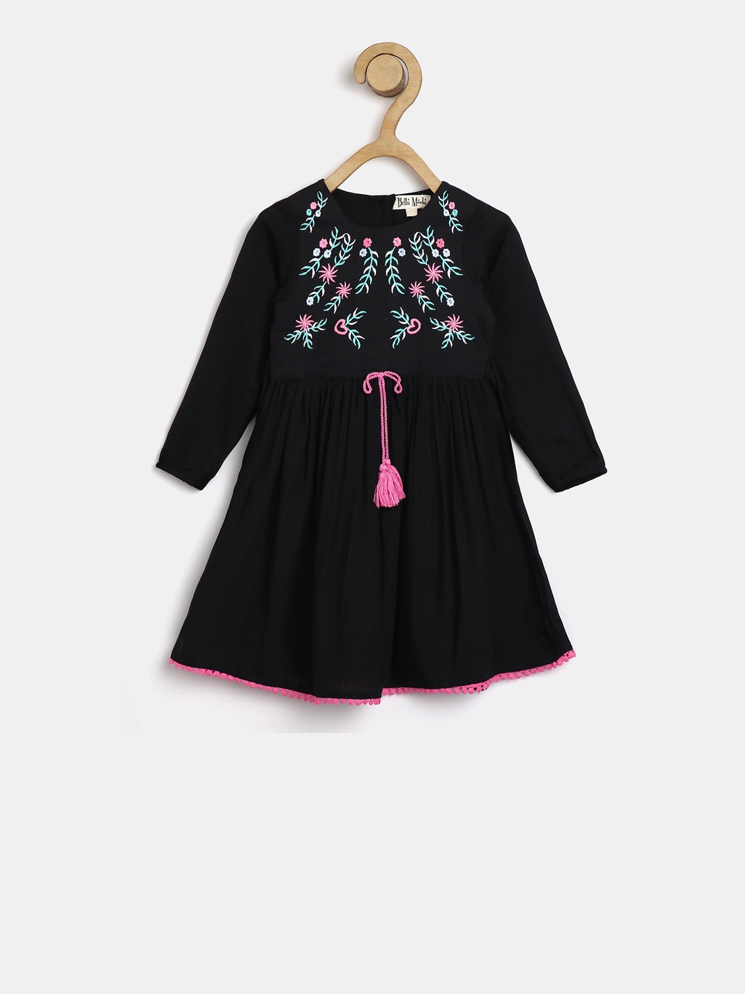 

Bella Moda Girls Black Printed Fit and Flare Dress