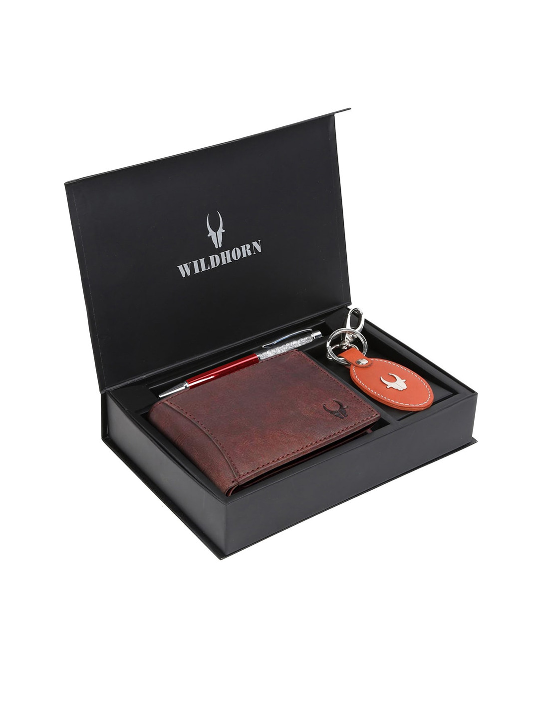 

WildHorn Men Brown & Orange RFID Protected Genuine Leather Accessory Gift Set