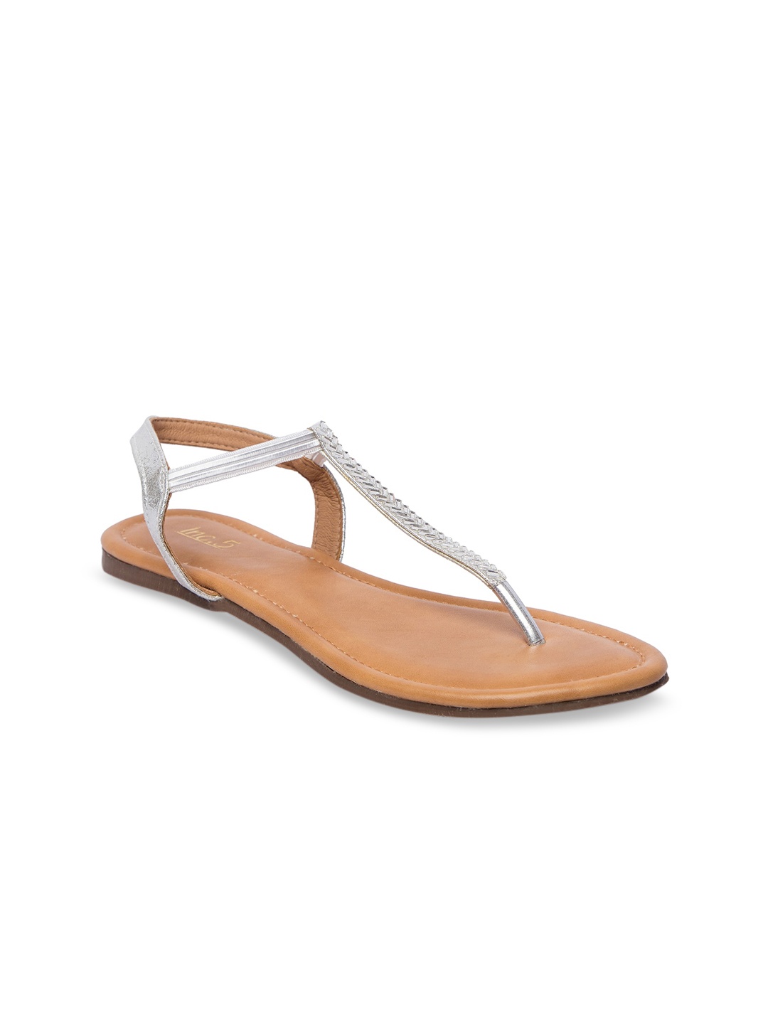 

Inc 5 Women Silver Embellished T-Strap Flats