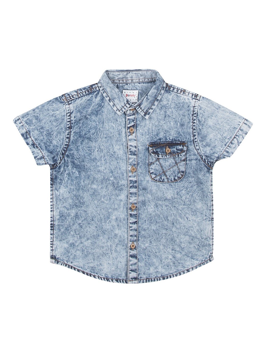 

Donuts Boys Blue Regular Fit Solid Denim Casual Shirt