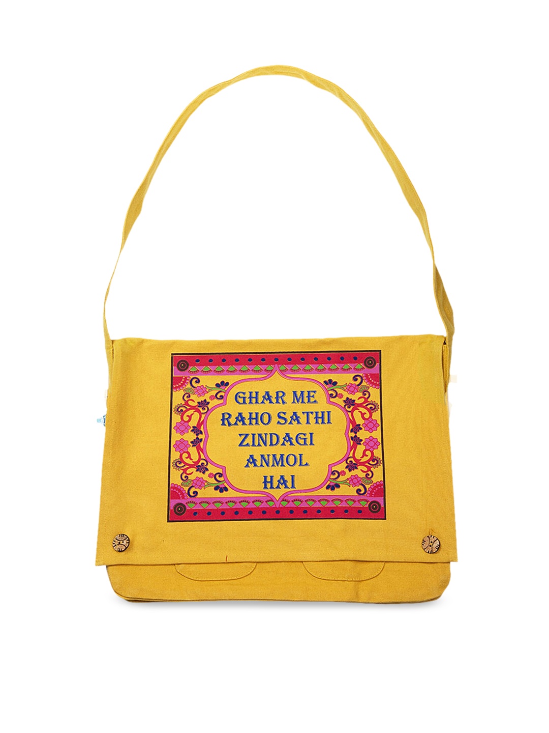 

Voylla Mustard Yellow Printed Shoulder Bag