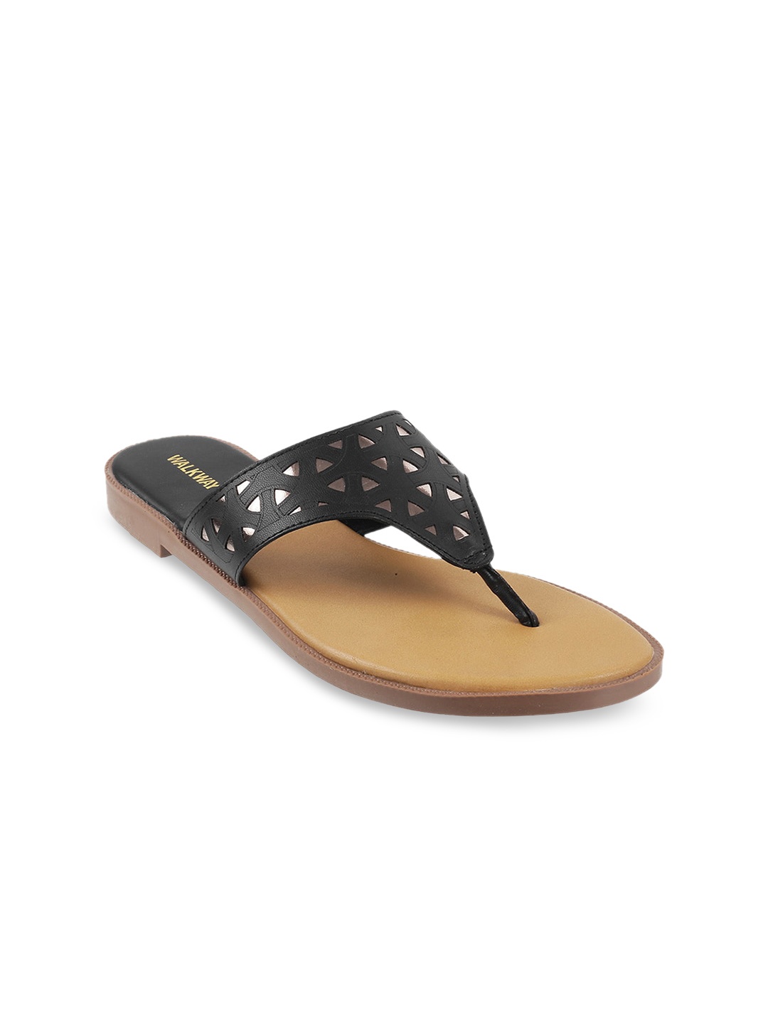 

WALKWAY by Metro Women Black Solid T-Strap Flats