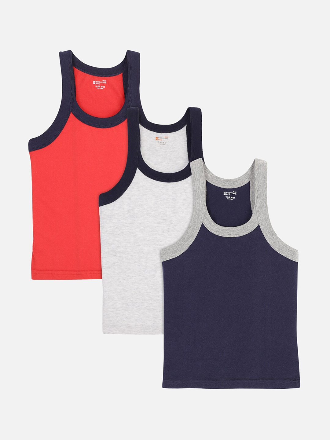 

Bodycare Kids Boys Pack Of 3 Solid Innerwear Vests KGA2012ABC, Red