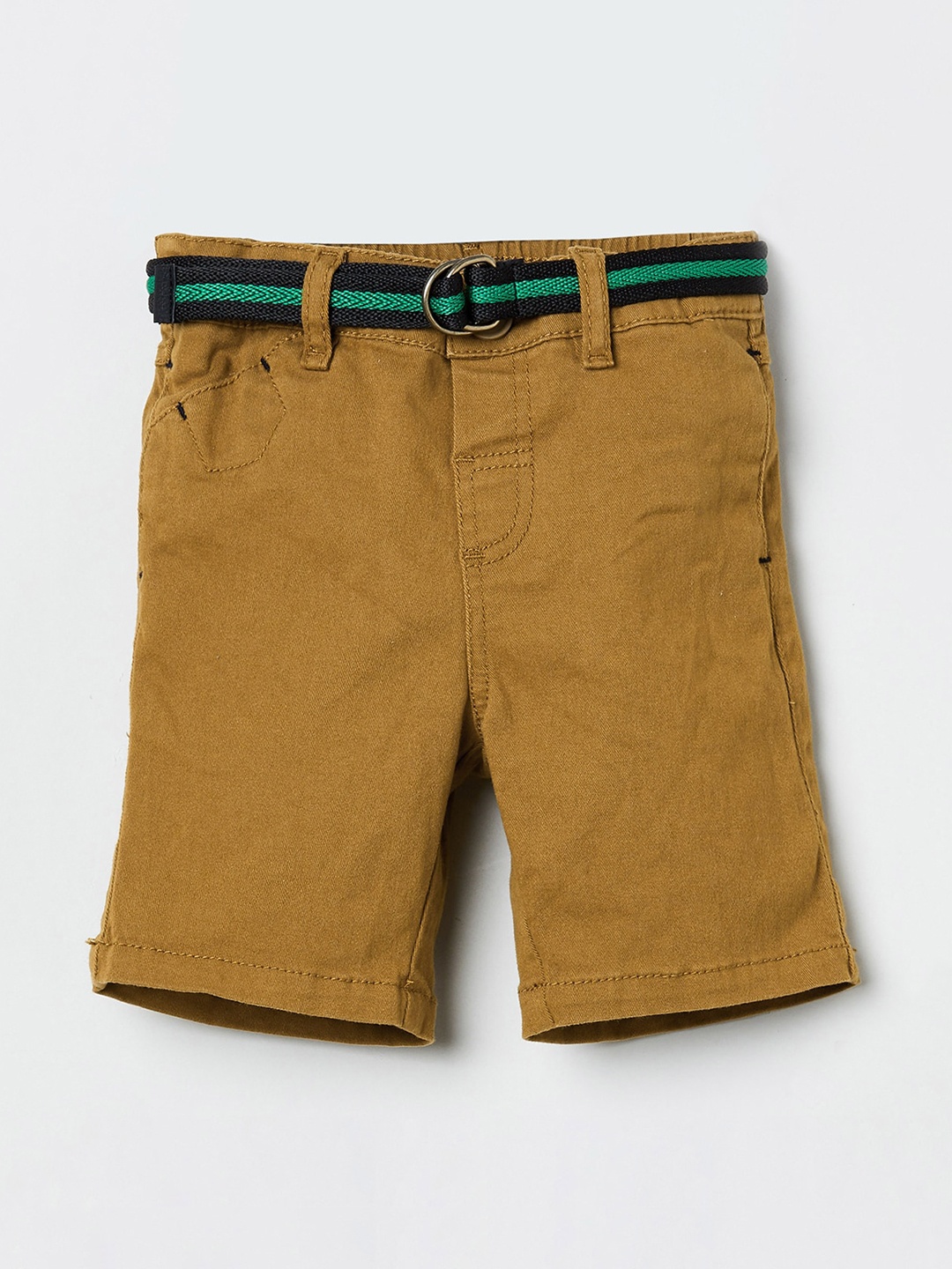 

max Boys Camel Brown Solid Regular Fit Shorts With Belt