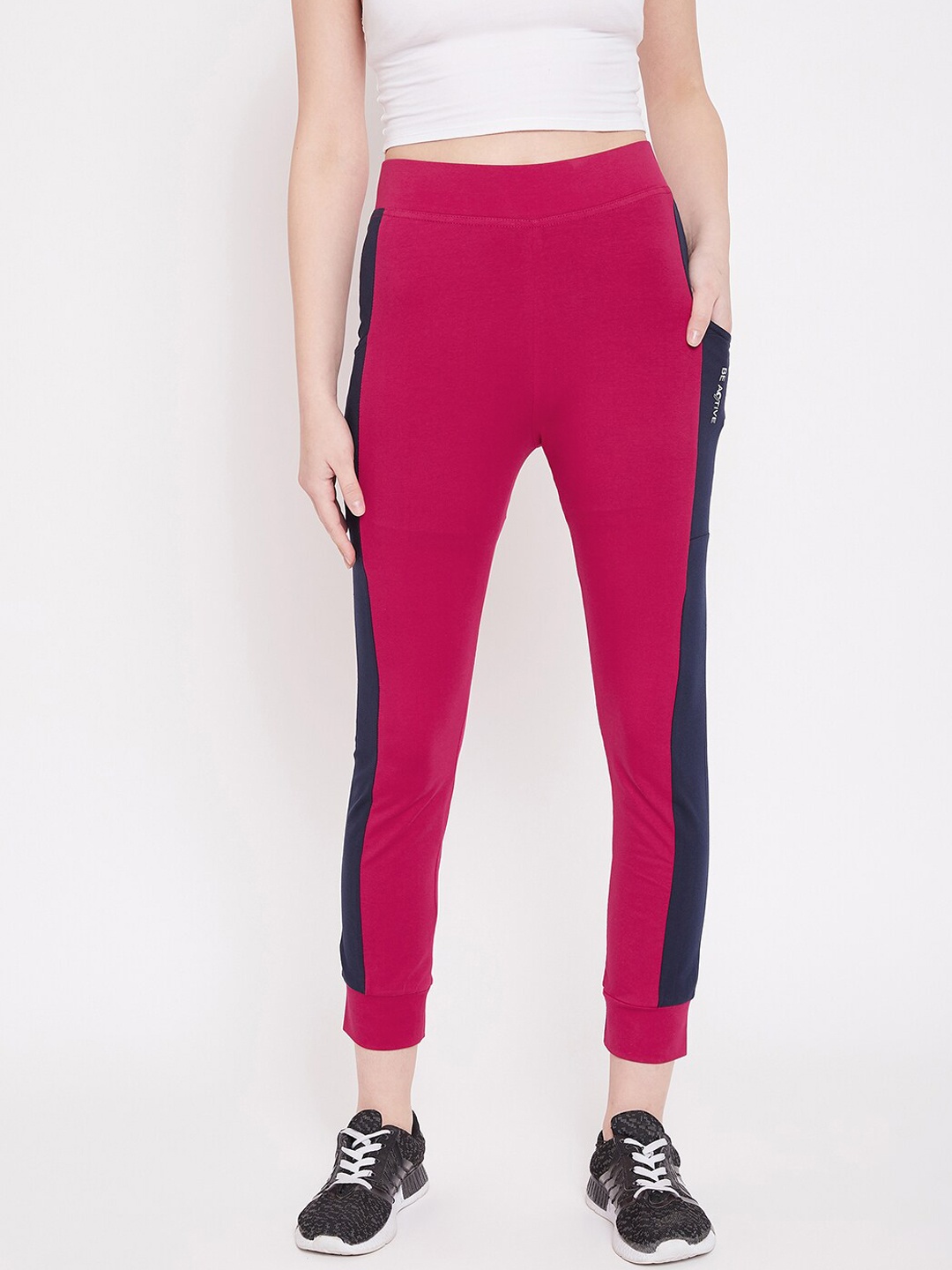 

C9 AIRWEAR Women Pink & Blue Side Panelled Slim Fit Joggers