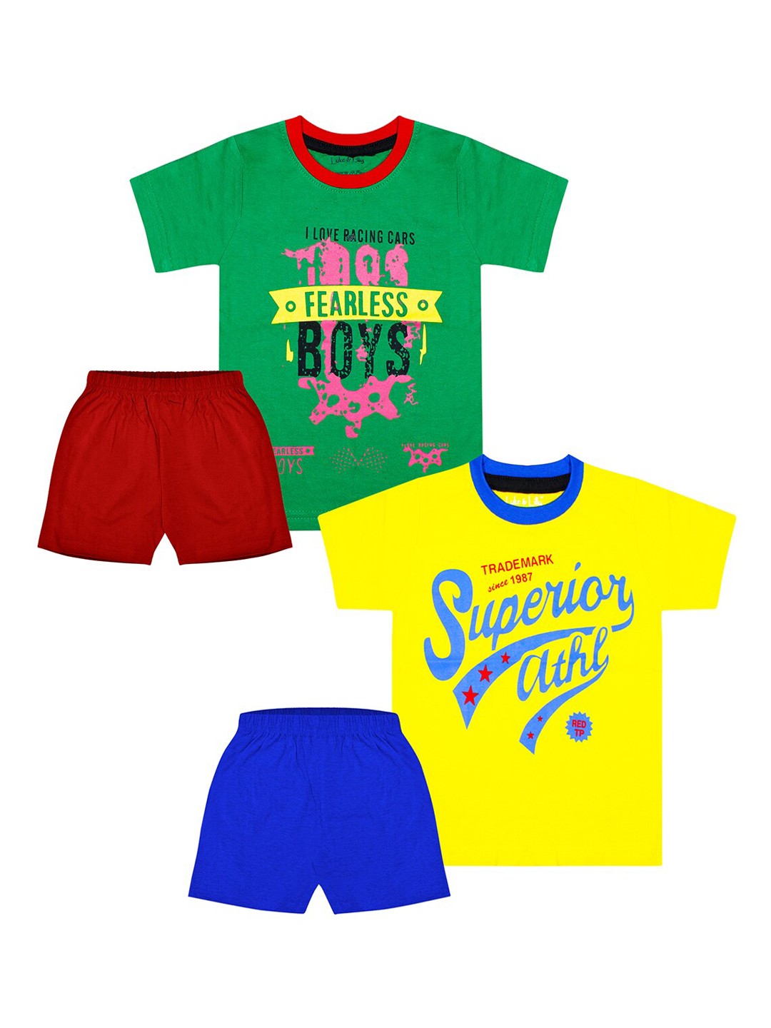 

Luke & Lilly Boys Pack Of 2 Red & Green Printed T-shirt with Shorts