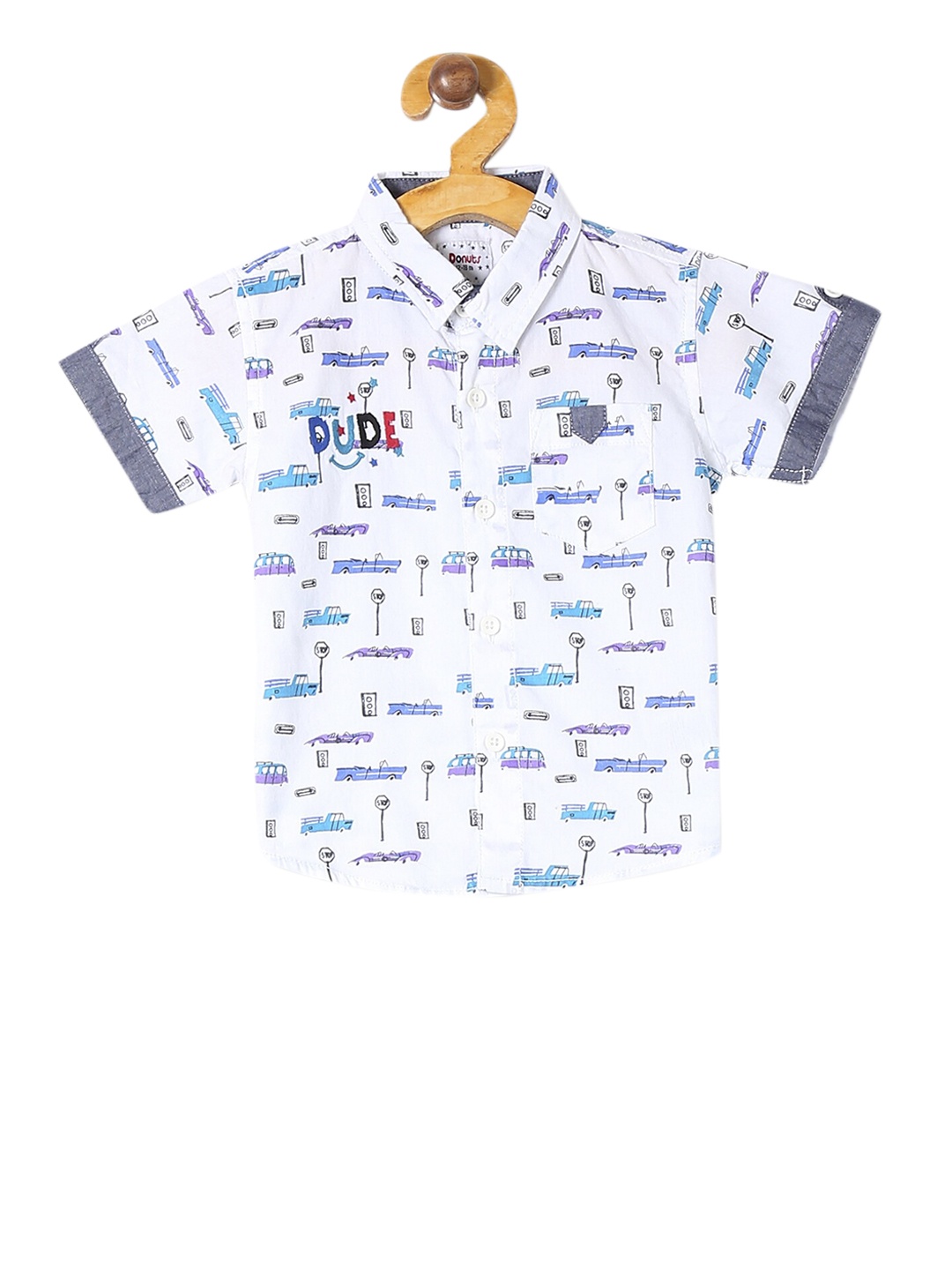 

Donuts Boys White Regular Fit Printed Casual Shirt