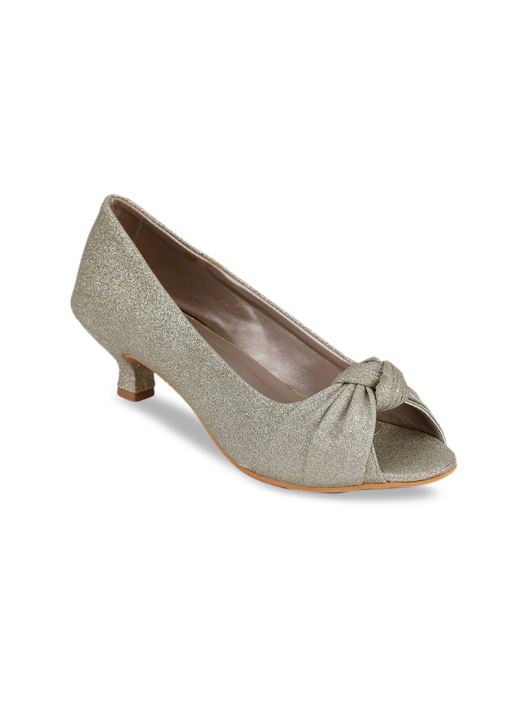 

VALIOSAA Women Gold-Toned Textured Peep Toes