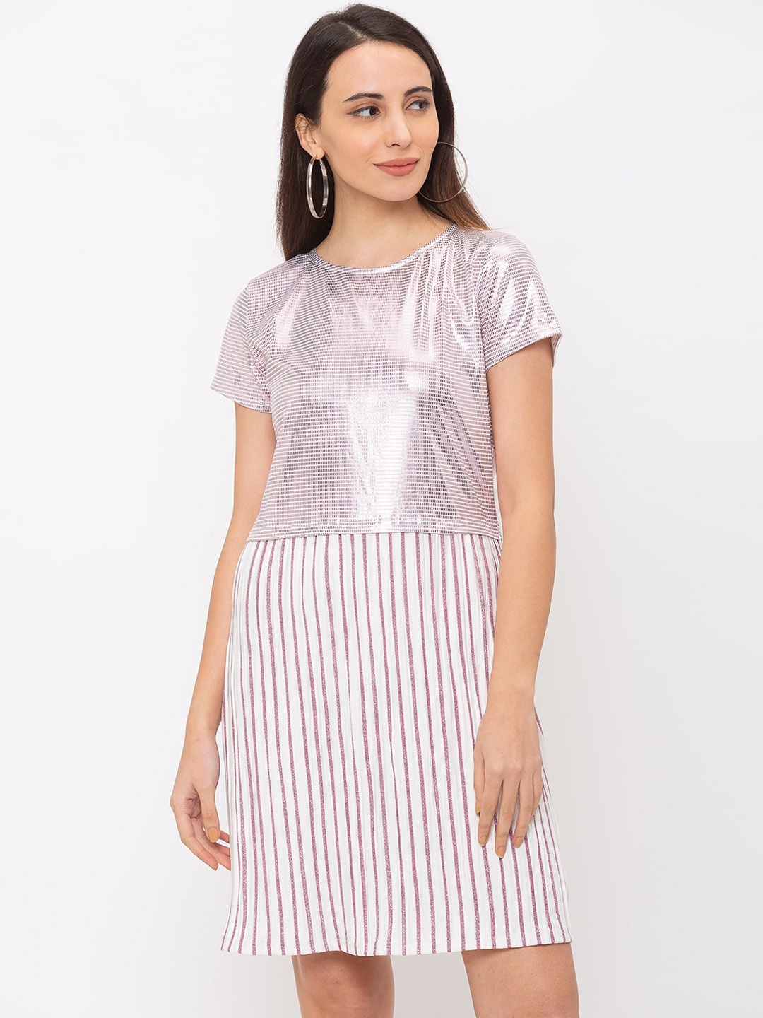 

Globus Women Pink Striped A-Line Dress