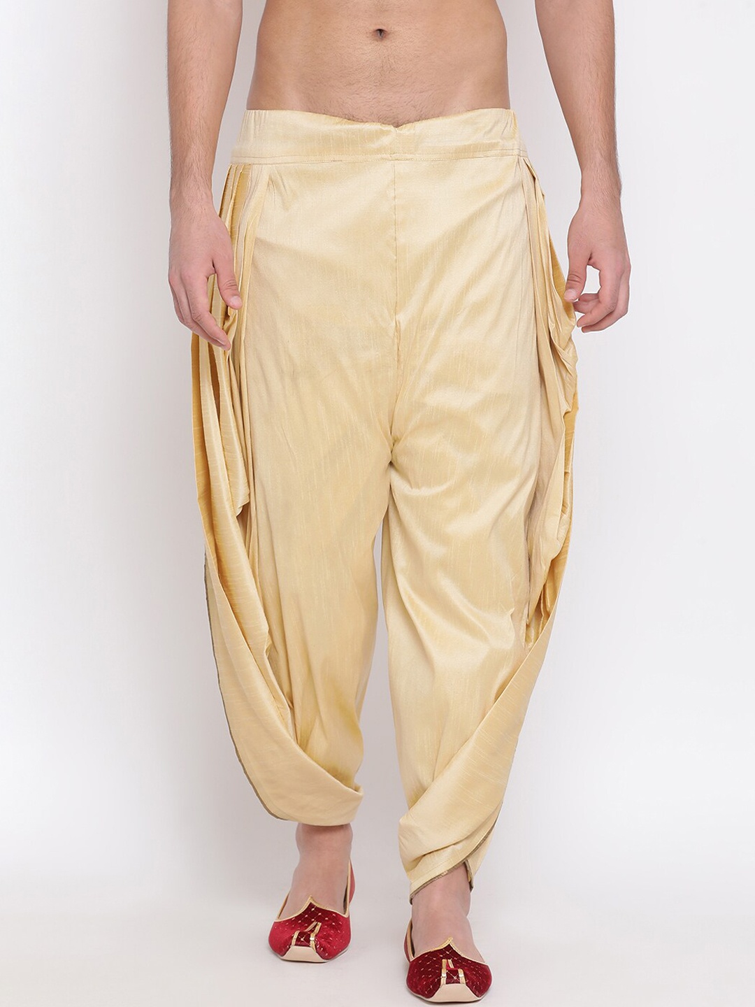 

VASTRAMAY Men Gold-Colour Solid Dhoti Pants