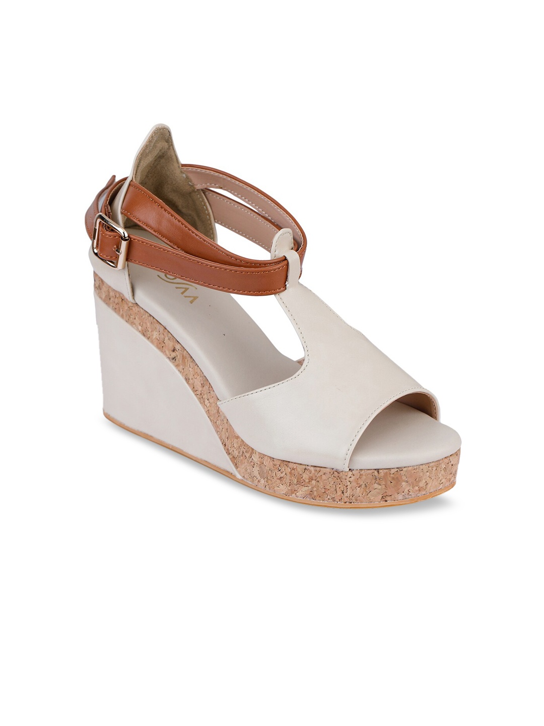 

VALIOSAA Women Beige & Brown Colourblocked Wedges