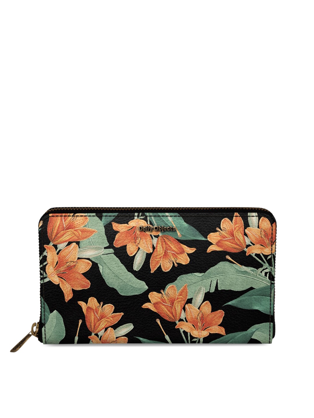 

DailyObjects Women Black & Orange Printed Zip Around Wallet