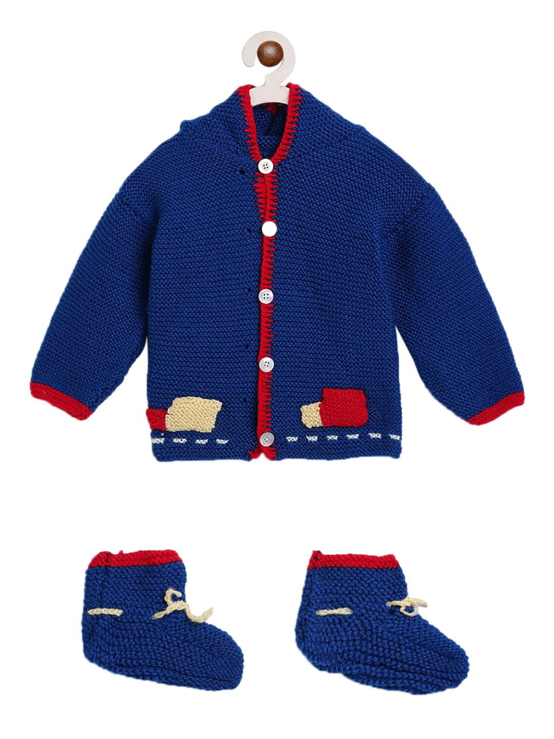 

CHUTPUT Unisex Kids Navy Blue Solid Hand knitted Pullover Sweater