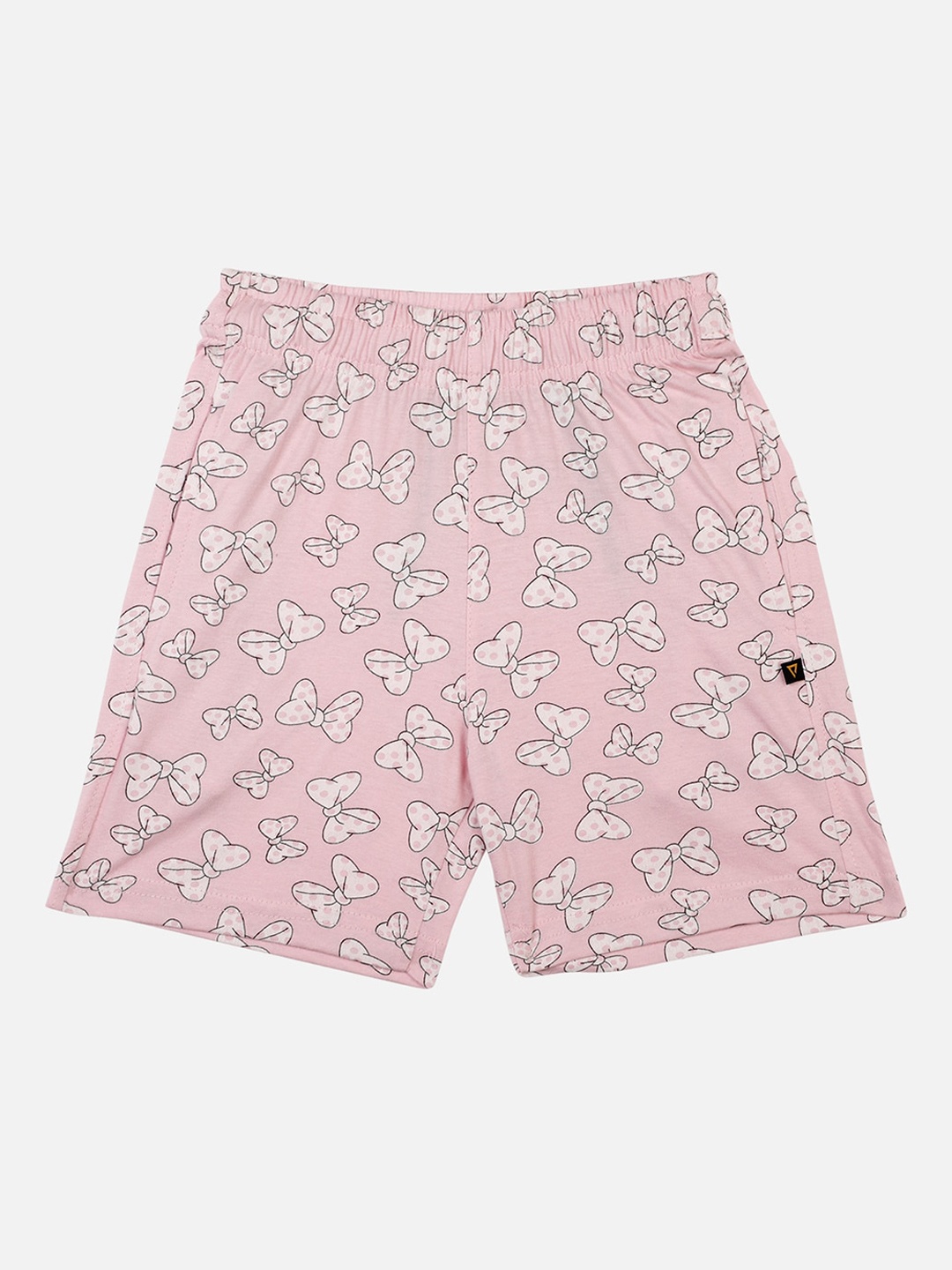 

PROTEENS Girls Peach-Coloured Printed Slim Fit Regular Shorts, Pink