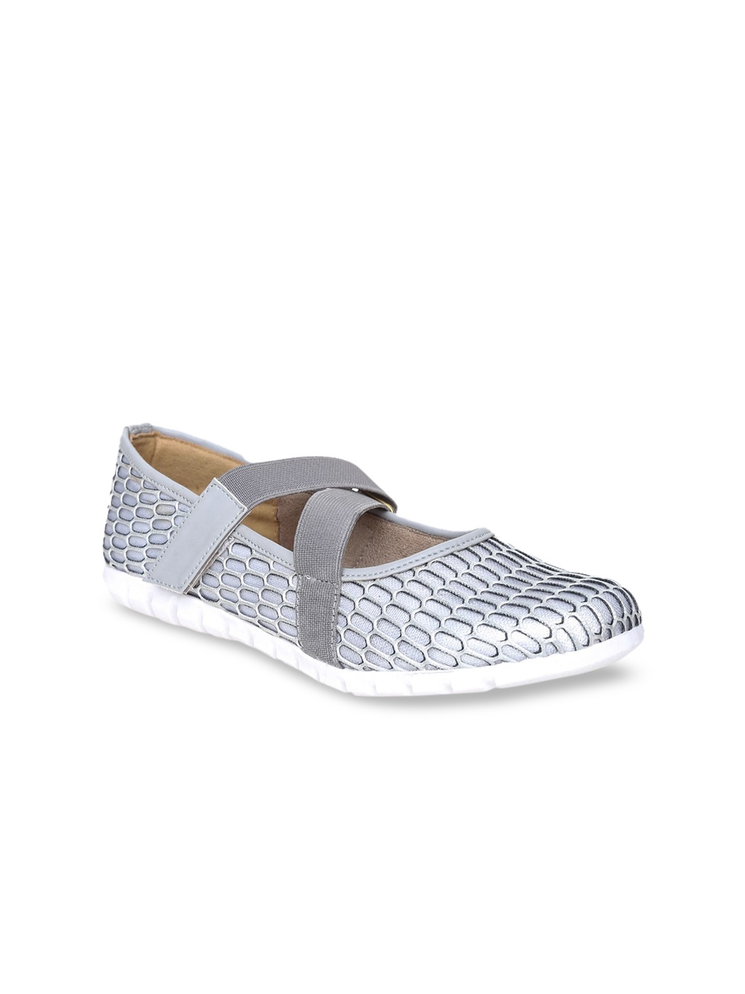 

VALIOSAA Women Grey Woven Design Ballerinas