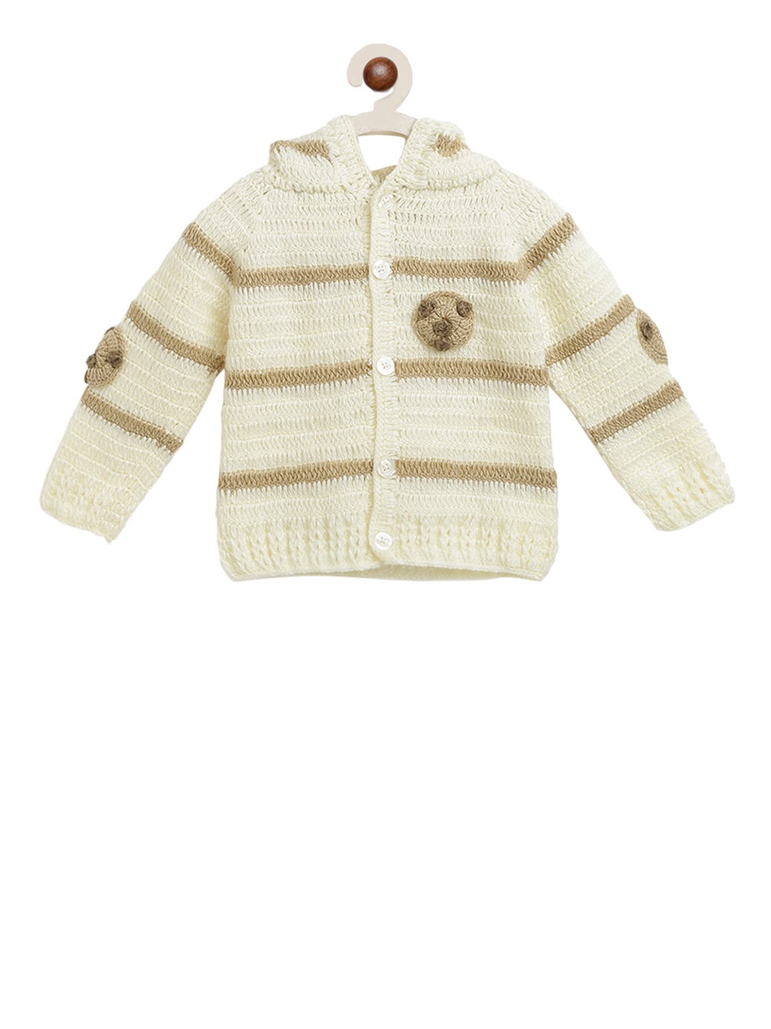 

CHUTPUT Unisex Kids Cream & Beige Striped Cardigan Sweater