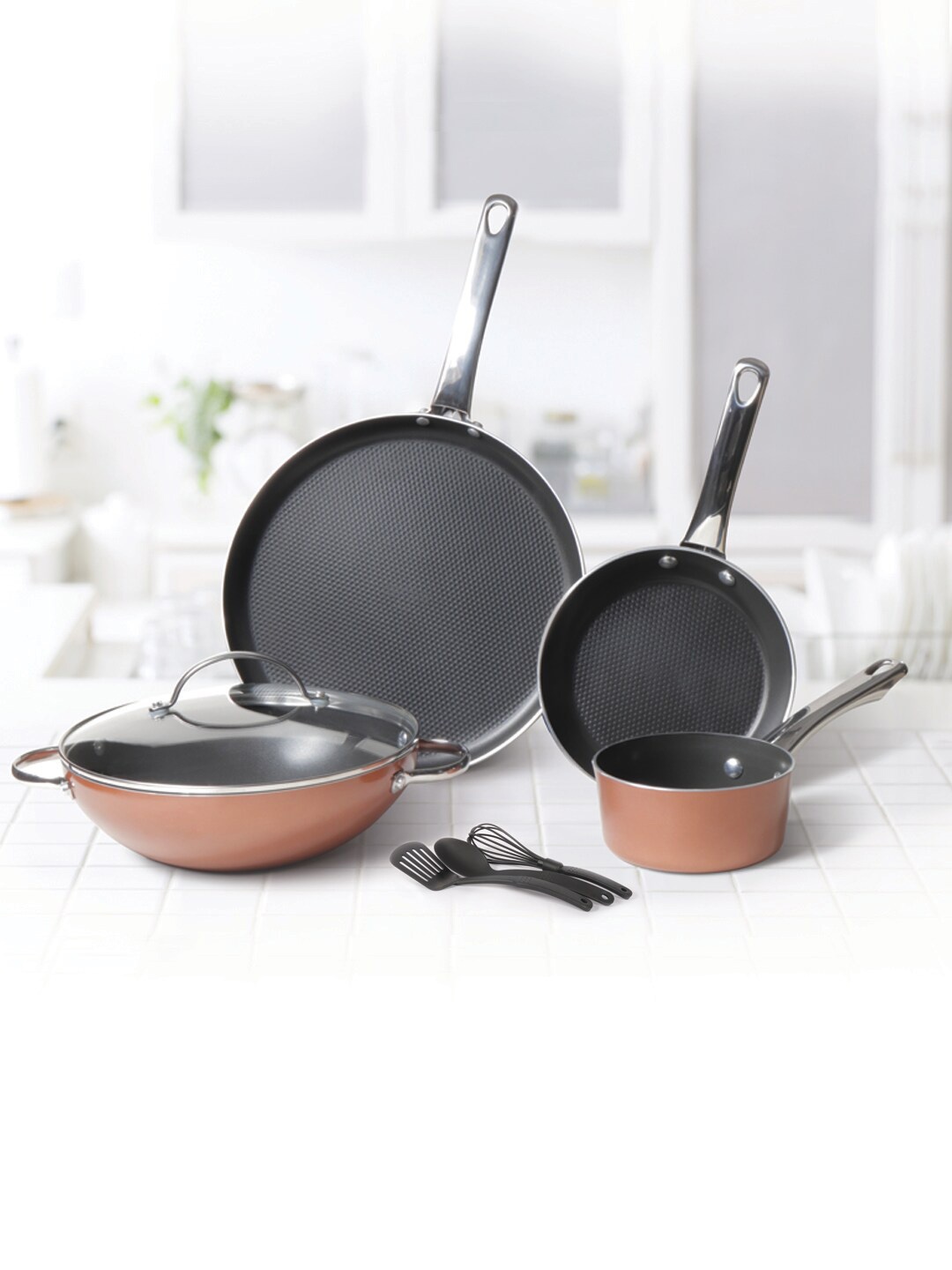 

MEYER Luminescence Copper Toned 8 Pieces Non Stick Cookware Set