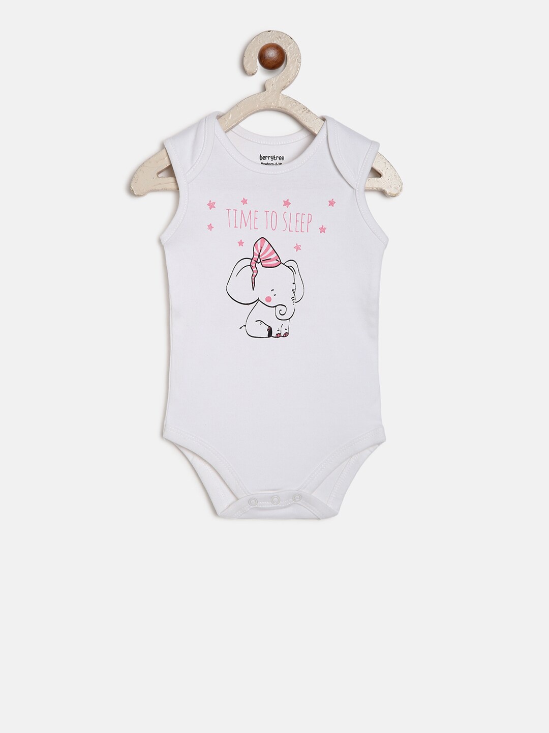 

berrytree Infant Kids White & Pink Printed Organic Cotton Sustainable Bodysuit