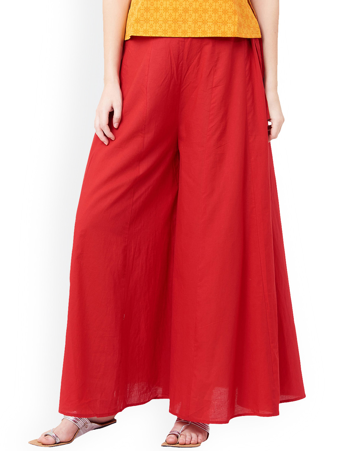 

IMARA Women Red Regular Fit Solid Parallel Trousers