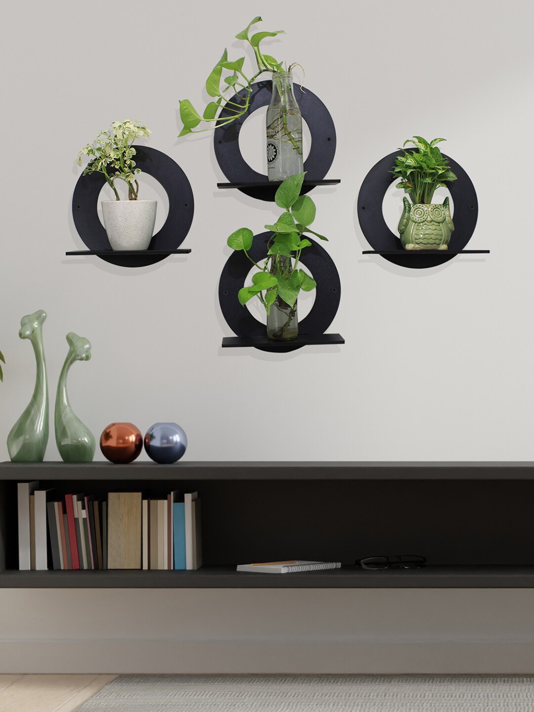 

RANDOM Black Set of 4 Moon MDF Basic Wall Shelf