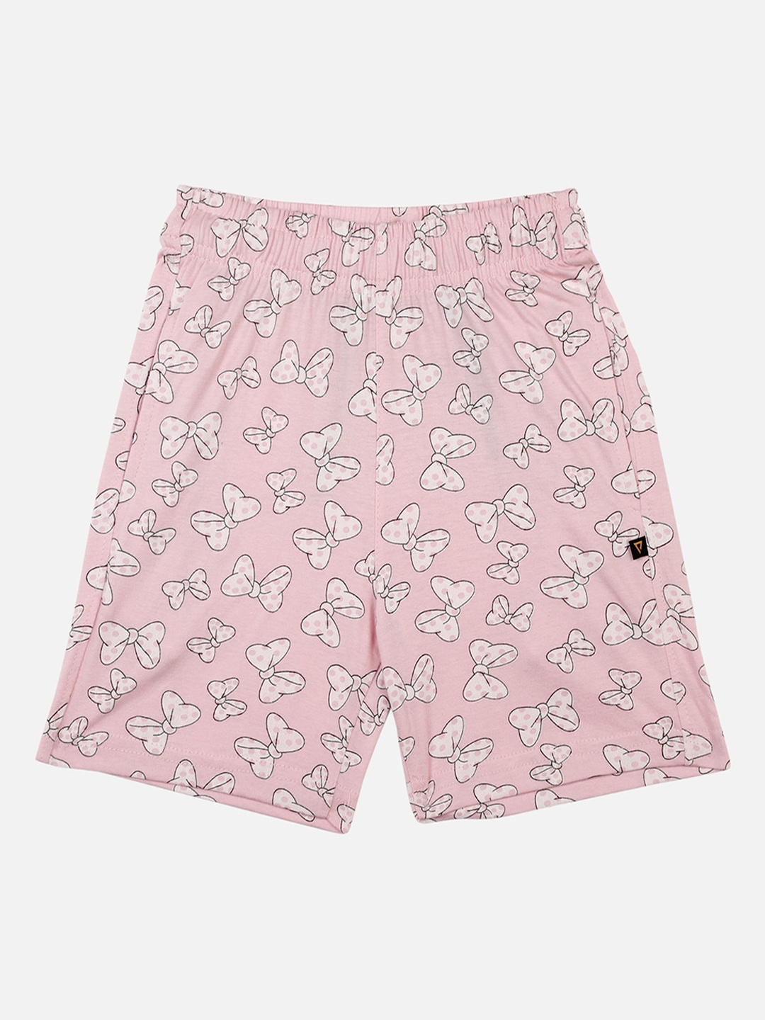 PROTEENS Girls Peach-Coloured &White Printed Slim Fit Regular Shorts