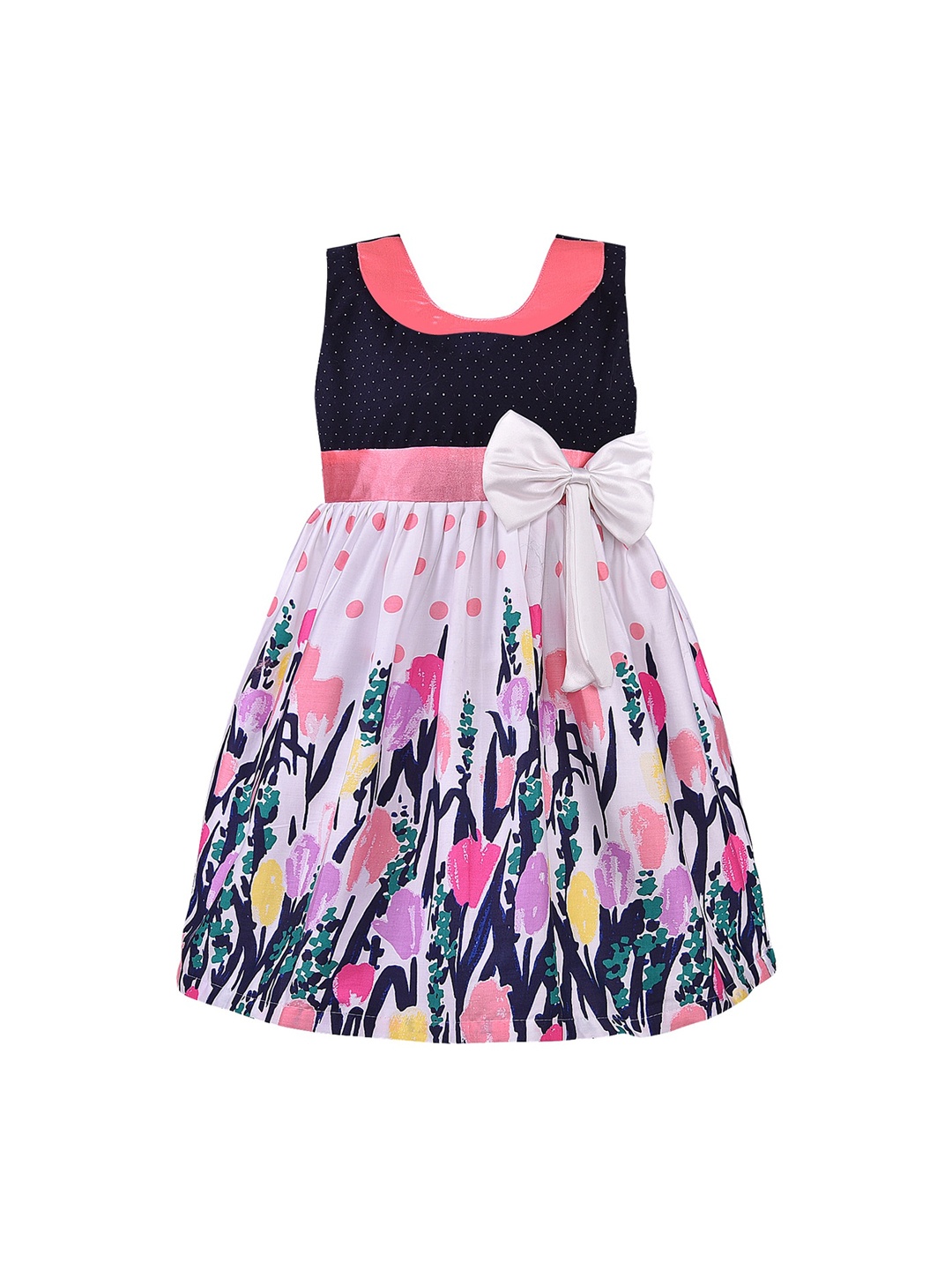 

Wish Karo Girls Pink Printed Fit and Flare Dress, Multi