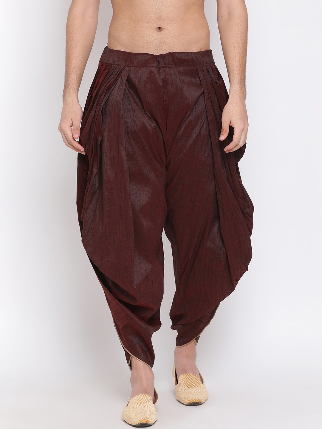 

VASTRAMAY Men Burgundy Solid Dhoti Pants
