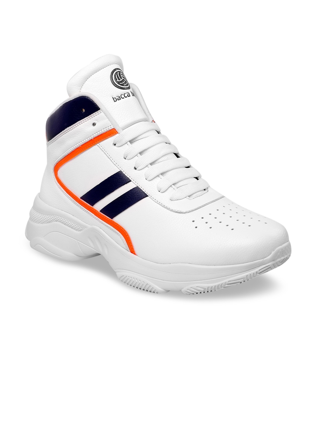 

bacca bucci Men White Colourblocked PU High-Top Sneakers
