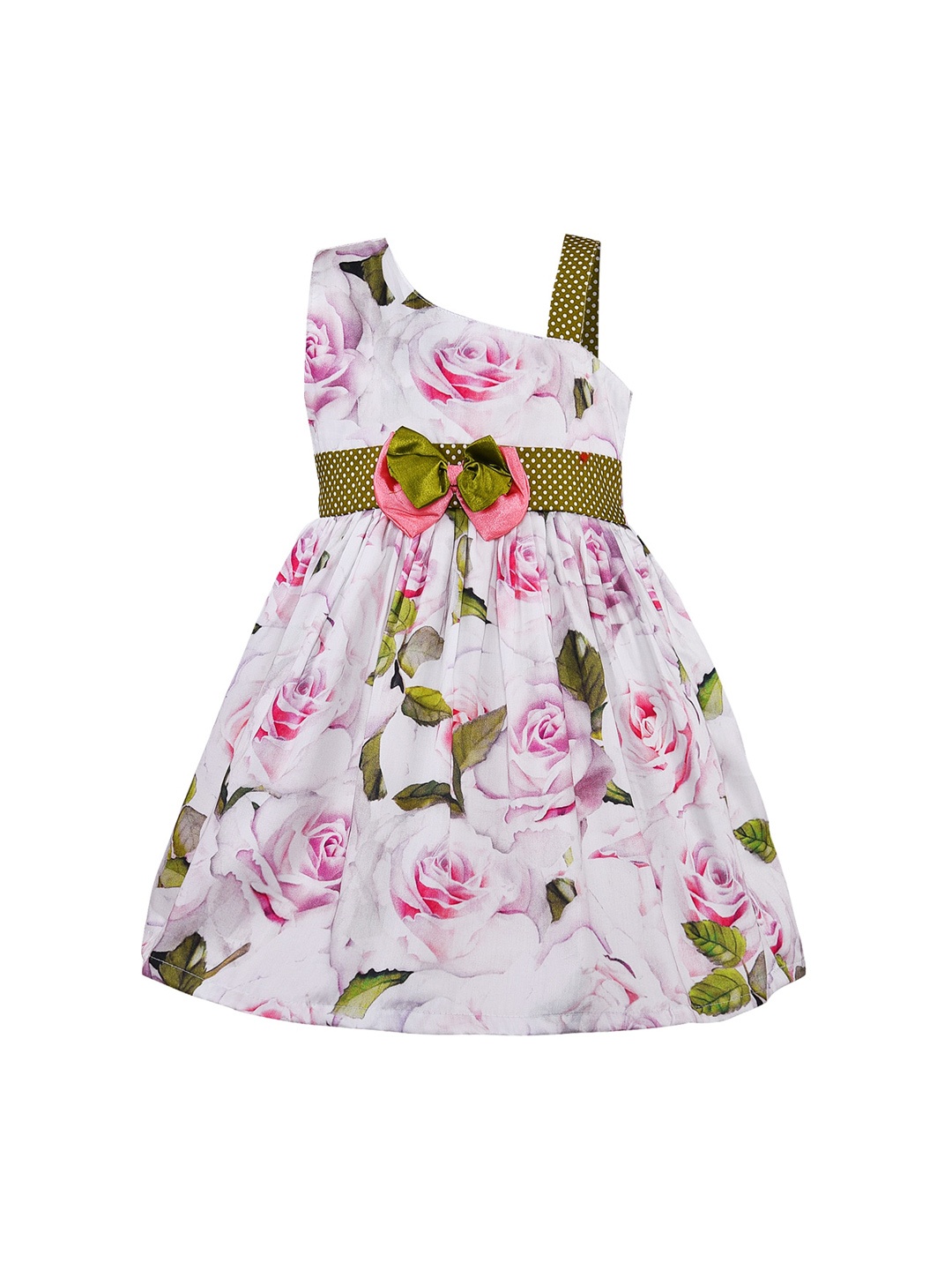 

Wish Karo Girls Green Printed Fit and Flare Dress