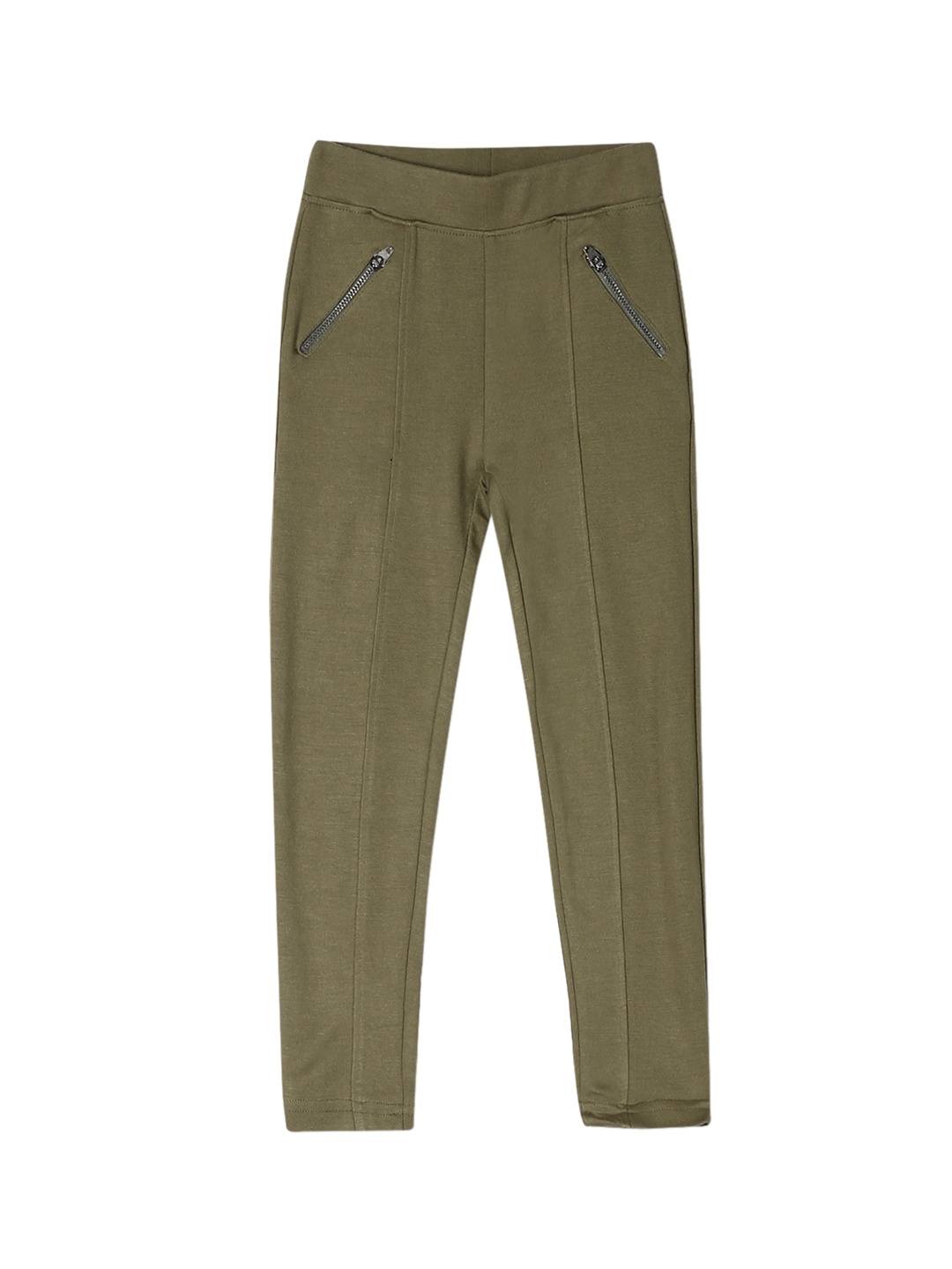 

Cherokee Girls Olive Green Regular Fit Solid Treggings