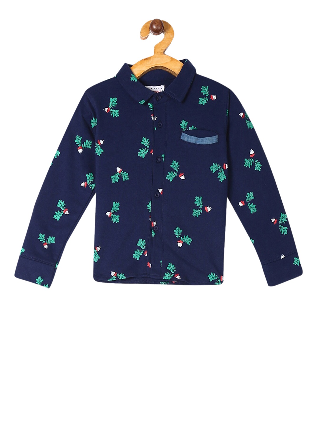 

Donuts Boys Blue & Green Regular Fit Printed Casual Shirt