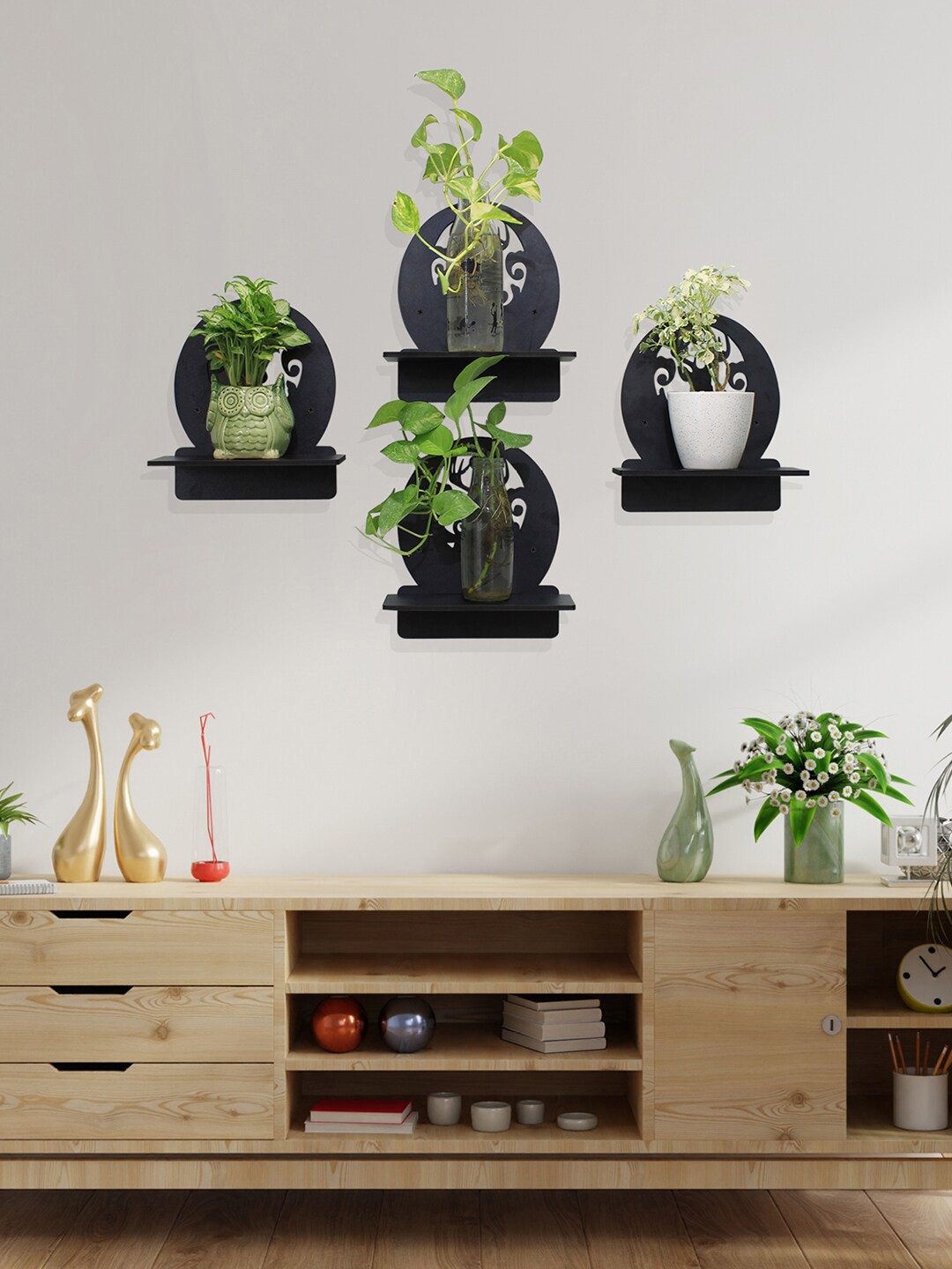 

RANDOM Black & Beige MDF Basic Wall Shelf