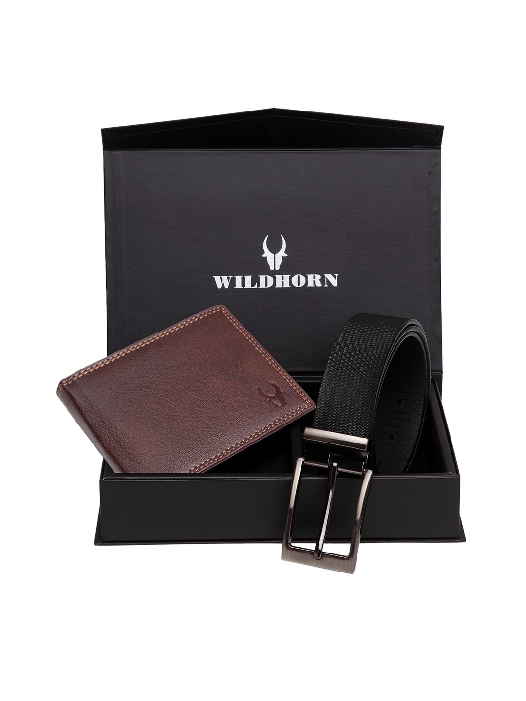

WildHorn Men Maroon & Black RFID Protected Genuine Leather Accessory Gift Set