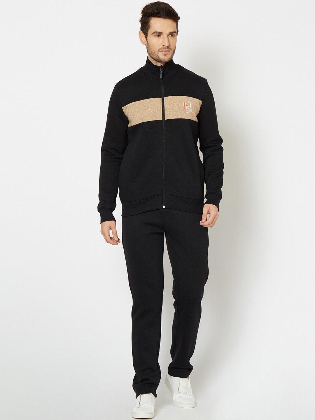 

Sweet Dreams Men Black & Beige Sleepwear Tracksuit