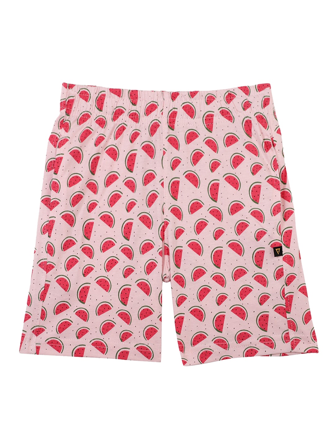PROTEENS Girls Pink & Red Watermelon Printed Slim Fit Regular Shorts