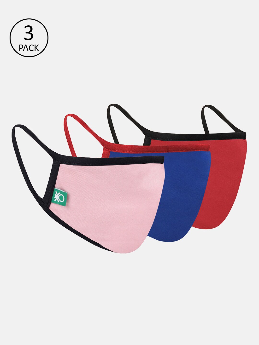 

United Colors of Benetton Kids Pack Of 3 Reusable 3 layer Cloth Masks, Multi