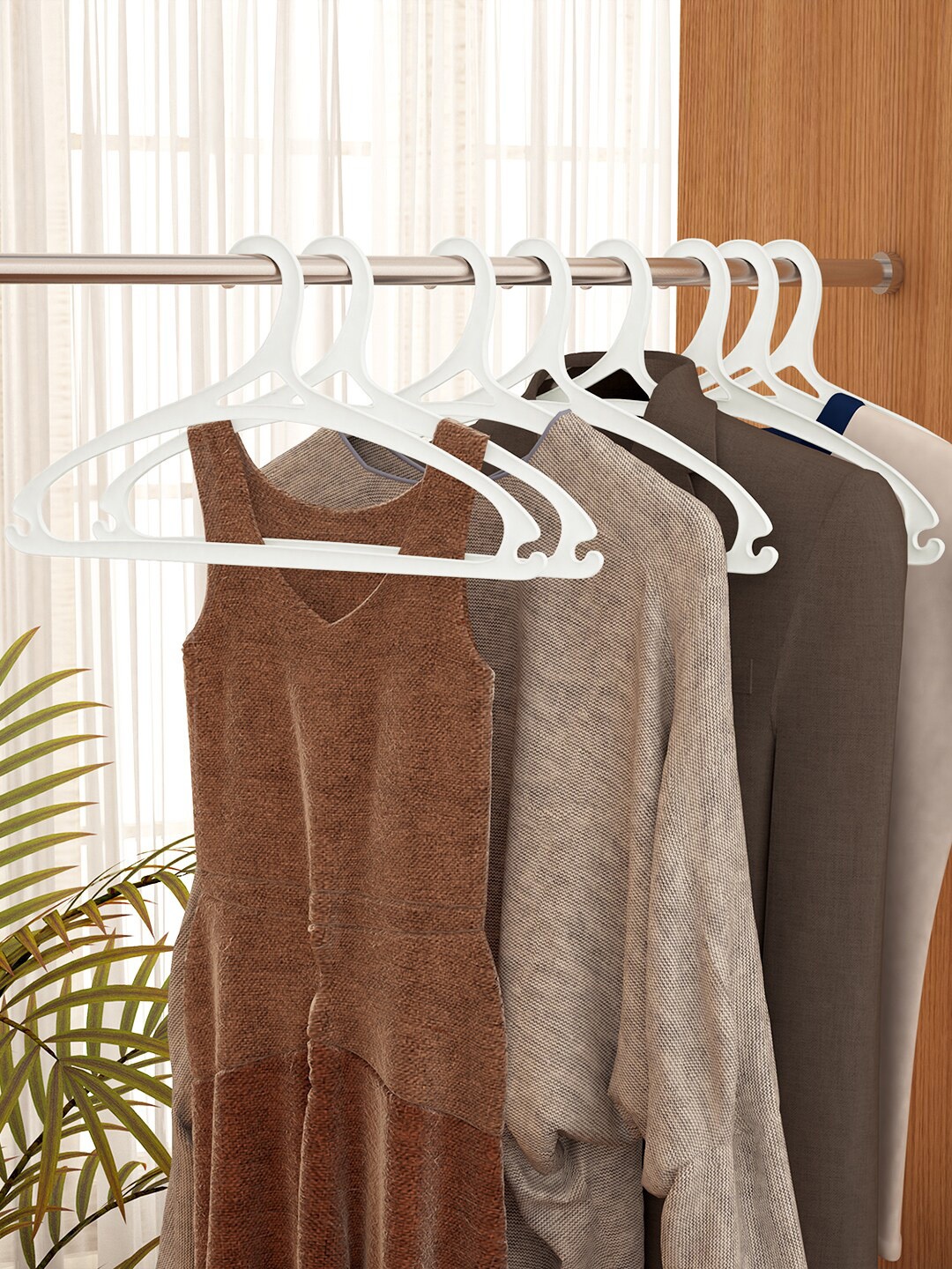 

Story@home Set Of 8 White Solid Premium Quality Multi-Purpose Hangers
