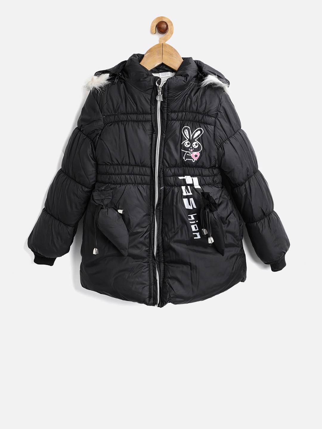

PASSION PETALS Girls Black Printed Lightweight Padded Jacket
