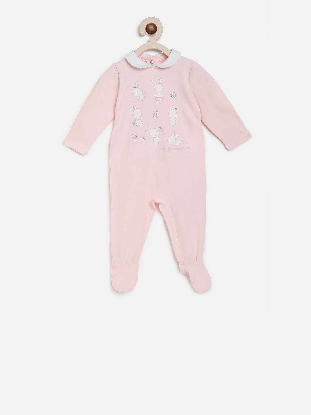 

Chicco Infant Girls Pink & White Printed Nappy Opening Sleepsuit