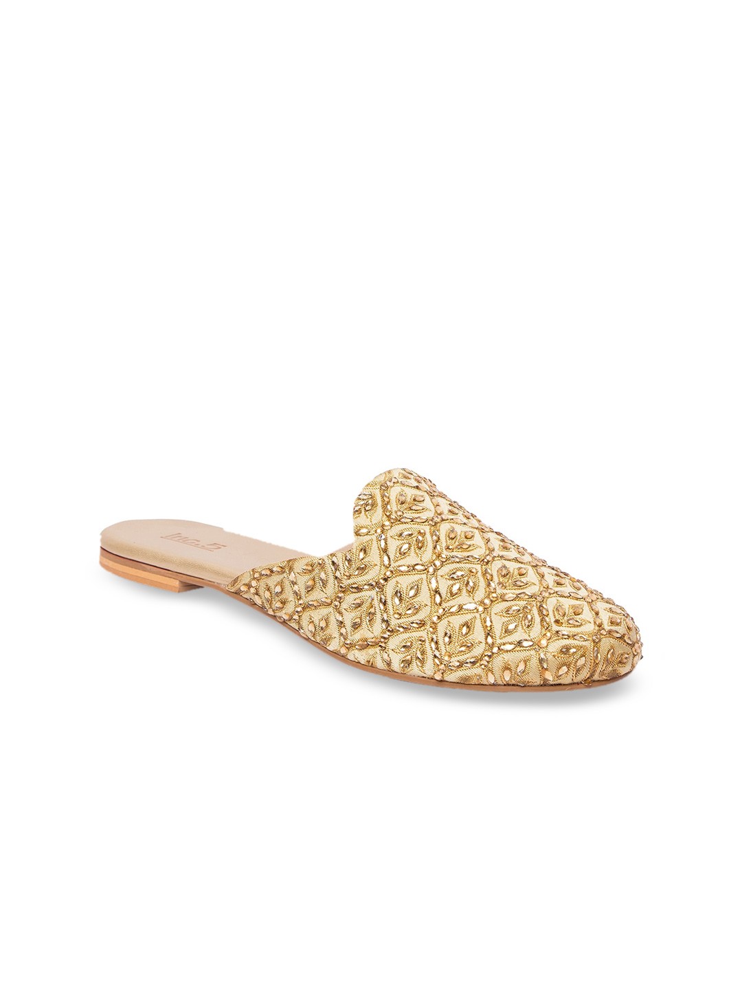 

Inc 5 Women Gold Woven Design Mules
