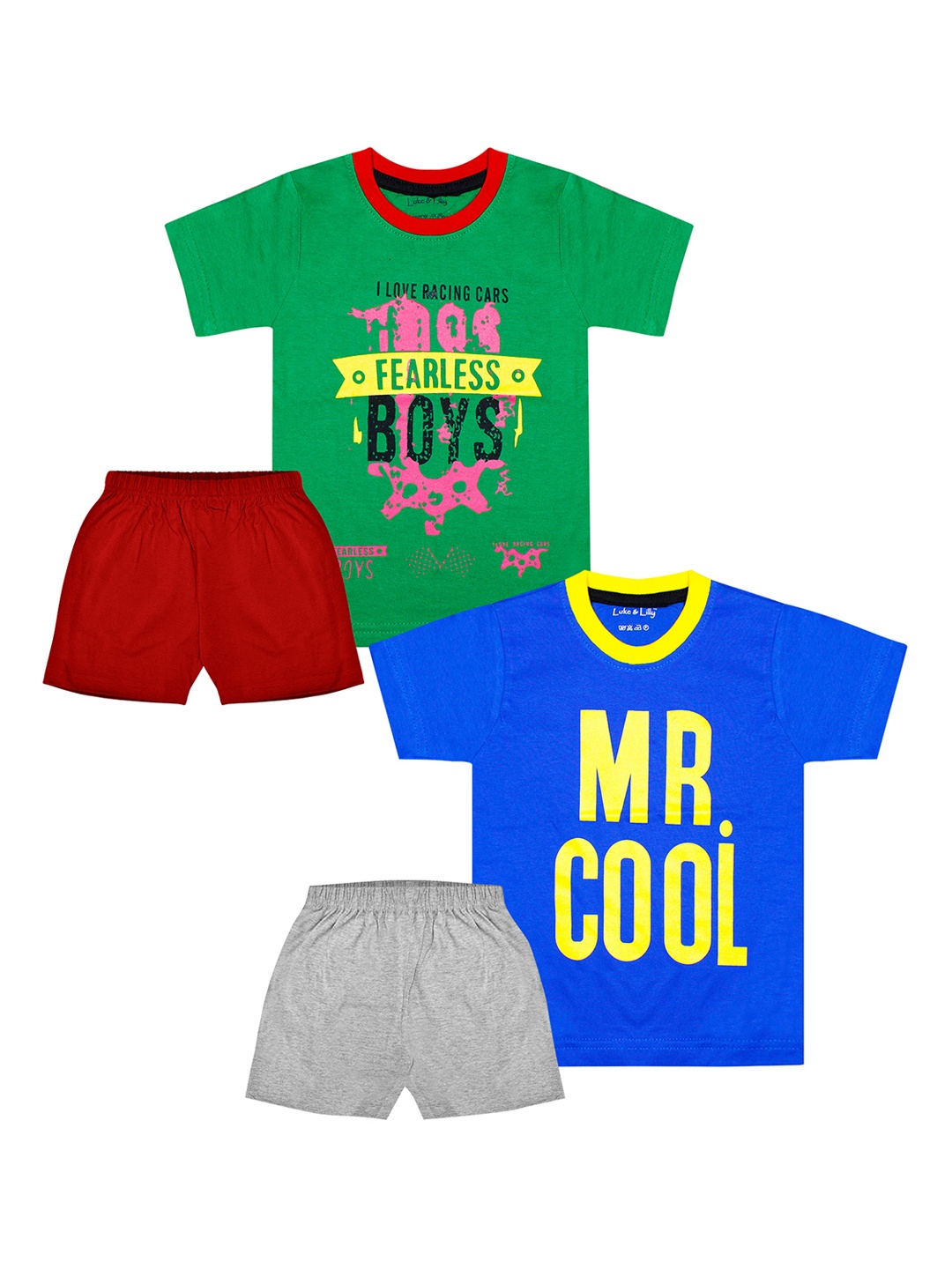 

Luke & Lilly Boys Pack Of 2 Red & Green Printed T-shirt with Shorts