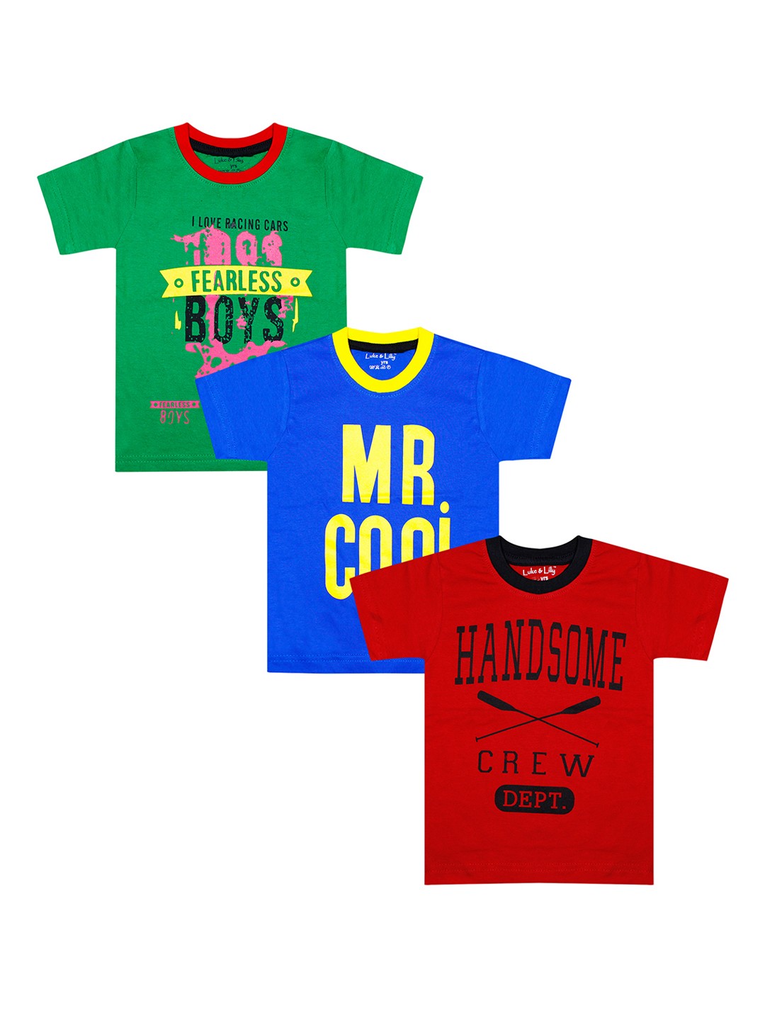 

Luke & Lilly Boys Pack Of 3 Printed Round Neck T-shirts, Red