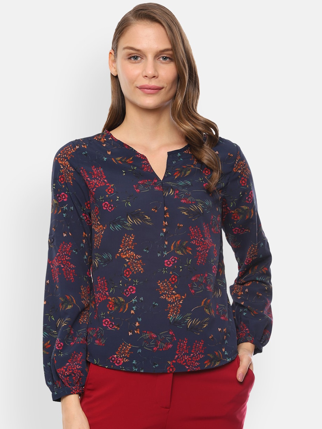 

Van Heusen Woman Women Navy Blue Printed Top