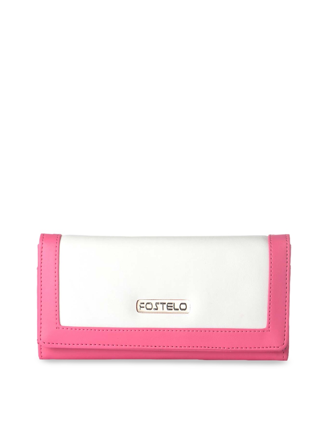 

Fostelo White & Pink Colourblocked Purse Clutch
