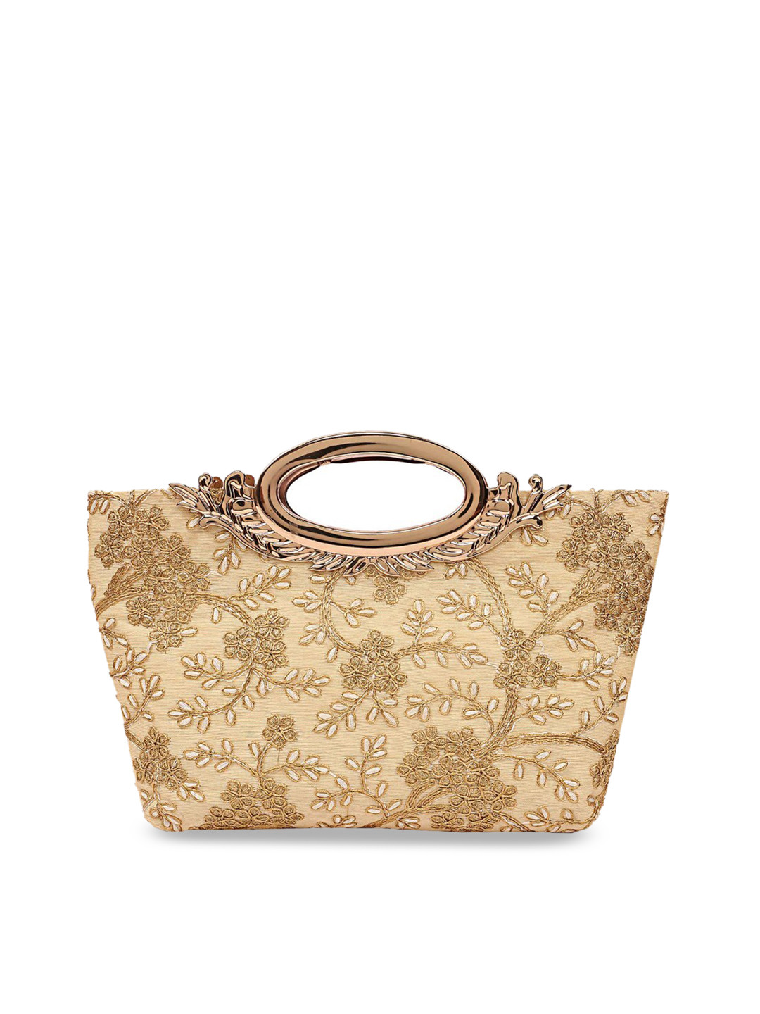 

Kuber Industries Cream-Coloured Self Design Handheld Bag