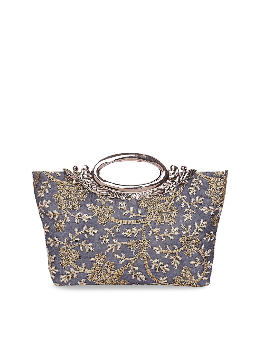 

Kuber Industries Grey & Gold-Toned Embellished Handheld Bag